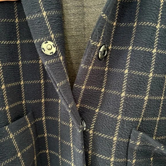Anthropologie Harlyn Navy Plaid Jacket – Size Small – Snap Front – Mid Length - Picture 5 of 12
